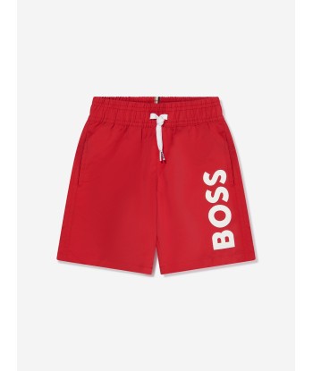 BOSS Boys Logo Swim Shorts In Red ou a consommer sur place