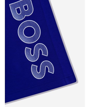 BOSS Boys Logo Bermuda Shorts In Blue Voir les baskets