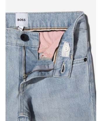 BOSS Boys Bleached Denim Regular Fit Jeans In Blue Fin de série