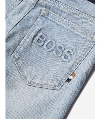 BOSS Boys Bleached Denim Regular Fit Jeans In Blue Fin de série