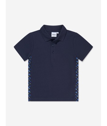 BOSS Boys Monogram Trim Polo Shirt In Navy Le MVP de beaucoup