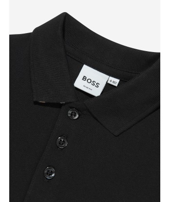 BOSS Boys Monogram Trim Polo Shirt In Black sur le site 