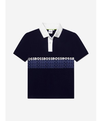 BOSS Boys Logo Polo Shirt In Navy est présent 