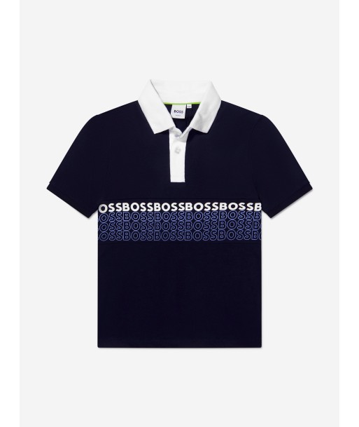 BOSS Boys Logo Polo Shirt In Navy est présent 