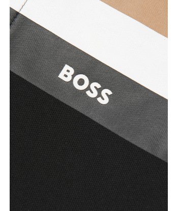 BOSS Boys Striped Polo Shirt In Black d'Europe débarque