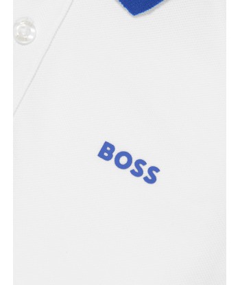 BOSS Boys Striped Sleeve Polo Shirt In White Profitez des Offres !