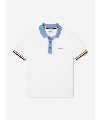 BOSS Boys Logo Polo Shirt In White la livraison gratuite