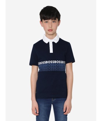 BOSS Boys Logo Polo Shirt In Navy est présent 