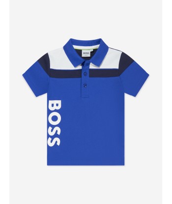 BOSS Boys Logo Polo Shirt In Blue shop