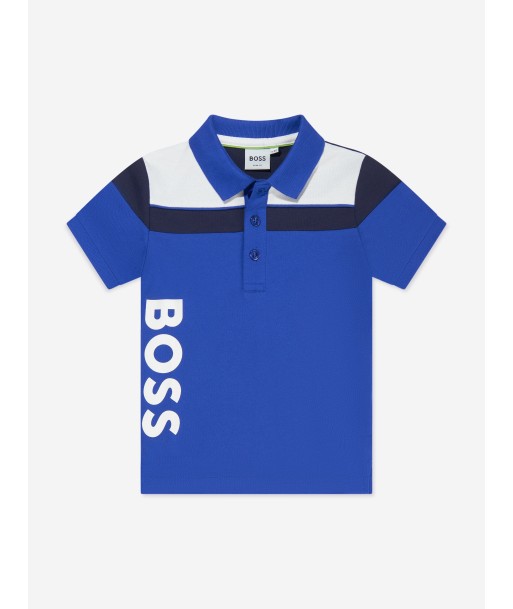 BOSS Boys Logo Polo Shirt In Blue shop