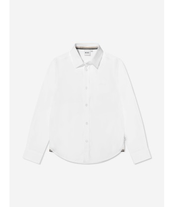 BOSS Boys Long Sleeve Oxford Shirt In White outlet