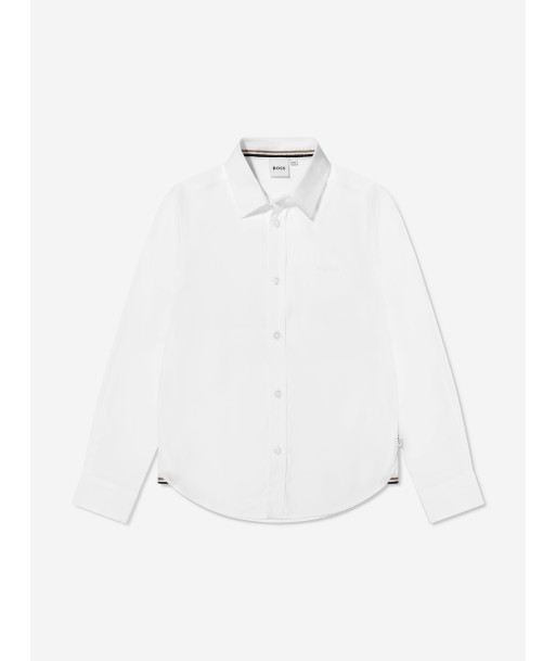 BOSS Boys Long Sleeve Oxford Shirt In White outlet