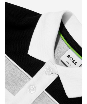 BOSS Boys Logo Polo Shirt In White pas chere