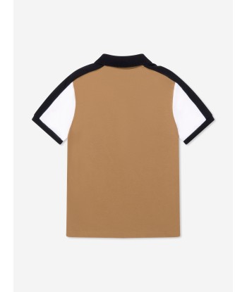 BOSS Boys Contrast Colour Polo Shirt In Beige en stock