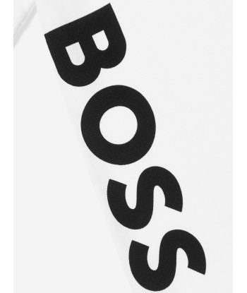 BOSS Boys Logo Polo Shirt In White pas chere