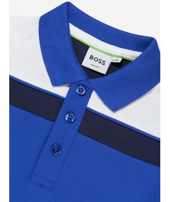 BOSS Boys Logo Polo Shirt In Blue shop