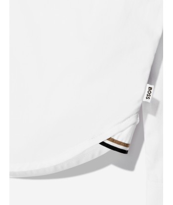 BOSS Boys Long Sleeve Oxford Shirt In White outlet