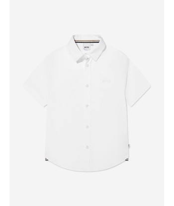 BOSS Boys Short Sleeve Oxford Shirt In White online