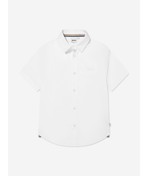 BOSS Boys Short Sleeve Oxford Shirt In White online