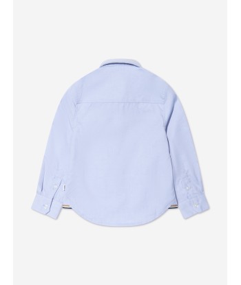 BOSS Boys Long Sleeve Oxford Shirt In Blue soldes