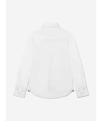 BOSS Boys Long Sleeve Logo Shirt In White Venez découvrir notre 