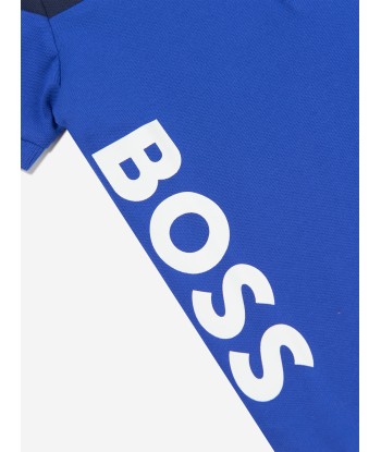 BOSS Boys Logo Polo Shirt In Blue shop