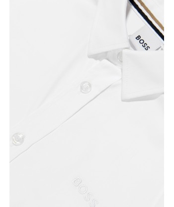 BOSS Boys Short Sleeve Oxford Shirt In White online