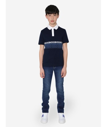 BOSS Boys Logo Polo Shirt In Navy est présent 