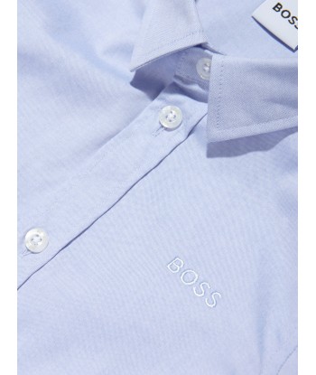 BOSS Boys Long Sleeve Oxford Shirt In Blue soldes