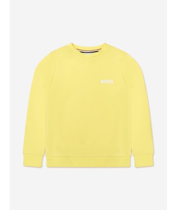 BOSS Boys Logo Sweatshirt In Yellow pour bénéficier 