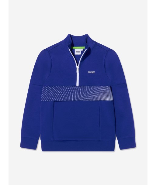 BOSS Boys Half Zip Sweatshirt In Blue Par le système avancé 