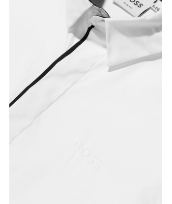 BOSS Boys Long Sleeve Logo Shirt In White Venez découvrir notre 