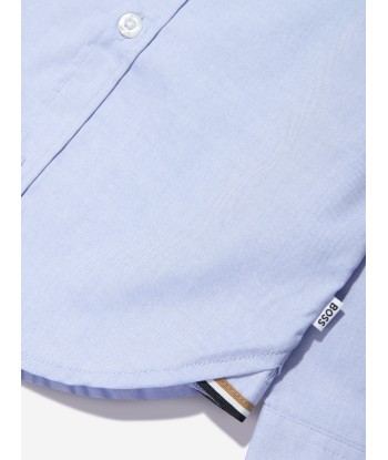 BOSS Boys Long Sleeve Oxford Shirt In Blue soldes