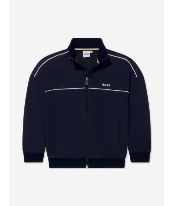 BOSS Boys Zip Up Sweatshirt In Navy Livraison rapide