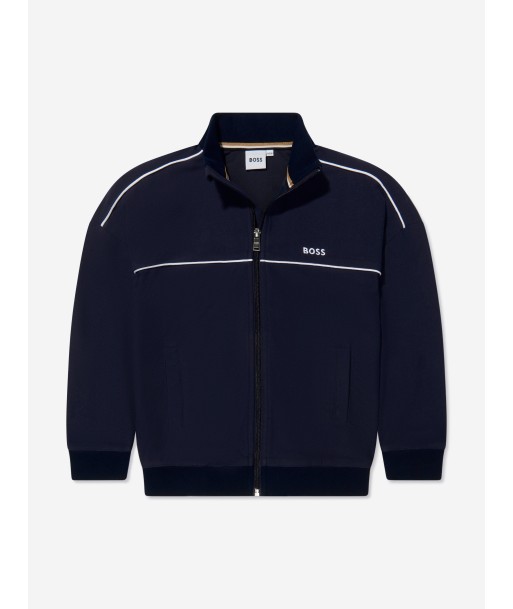 BOSS Boys Zip Up Sweatshirt In Navy Livraison rapide