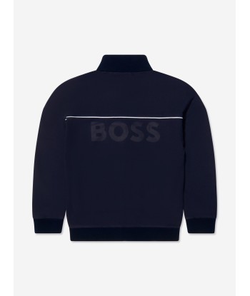 BOSS Boys Zip Up Sweatshirt In Navy Livraison rapide