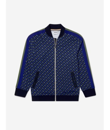 BOSS Boys Monogram Zip Up Sweatshirt In Navy français