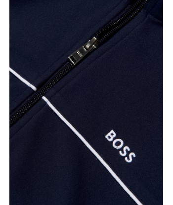 BOSS Boys Zip Up Sweatshirt In Navy Livraison rapide