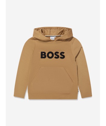 BOSS Boys Logo Hoodie In Beige ou a consommer sur place