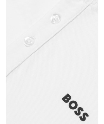 BOSS Boys Logo Polo Shirt in White de technologie