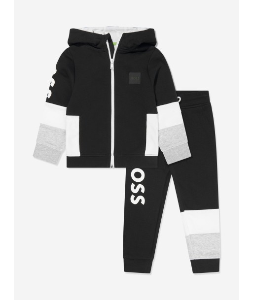 BOSS Boys Logo Print Tracksuit in Black de pas cher