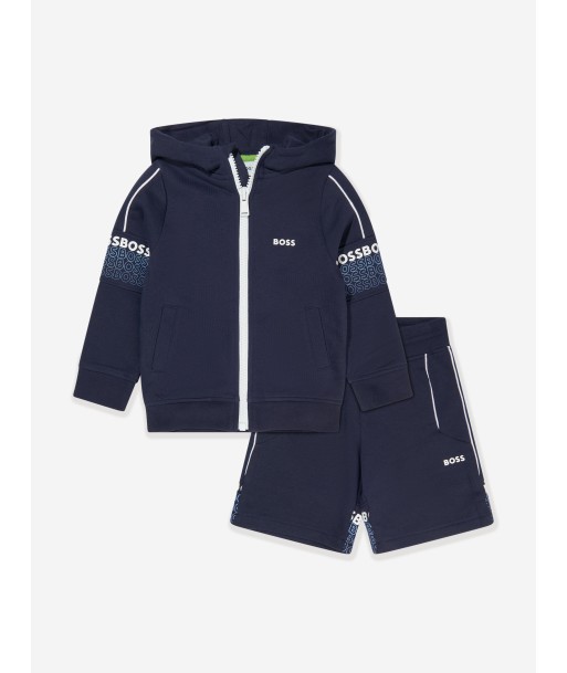 BOSS Boys Short Tracksuit Set in Navy pas chere