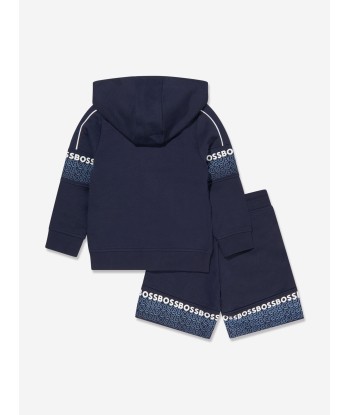 BOSS Boys Short Tracksuit Set in Navy pas chere