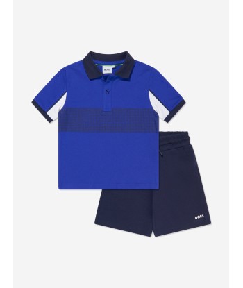 BOSS Boys Polo Shirt And Shorts Set in Blue À commander