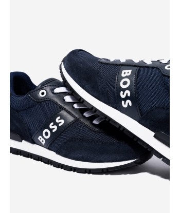 BOSS Boys Retro Runner Trainers in Navy de la marque