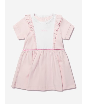 BOSS Baby Girls Organic Cotton Frilly Dress in Pink les ligaments