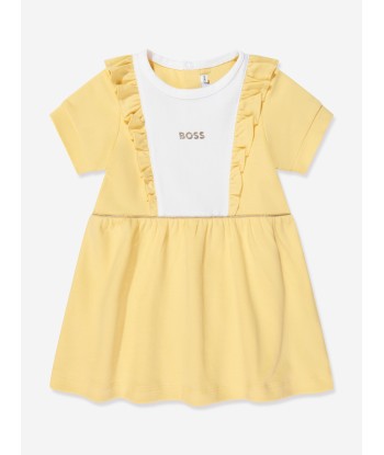 BOSS Baby Girls Organic Cotton Frilly Dress in Yellow suggérées chez