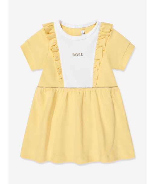 BOSS Baby Girls Organic Cotton Frilly Dress in Yellow suggérées chez