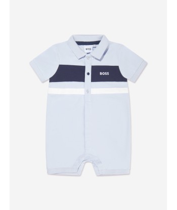 BOSS Baby Boys Polo Romper in Blue de France