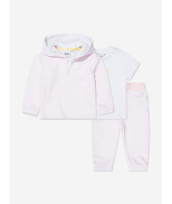 BOSS Baby Girls Organic Cotton Tracksuit Set in Pink brillant des détails fins